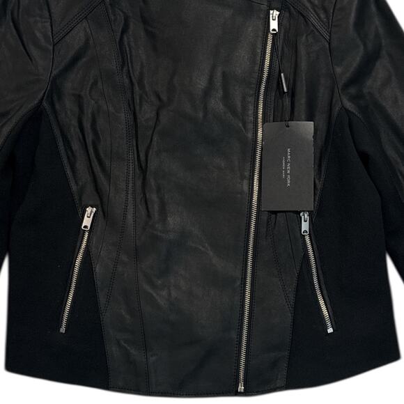 Andrew Marc Felix Leather Moto Jacket Women’s XL Black Asymmetrical Zip - Picture 4 of 11